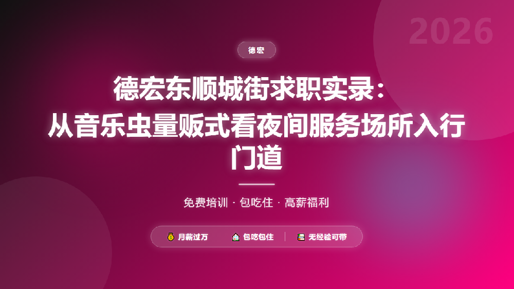 德宏东顺城街求职实录：从音乐虫量贩式看夜间服务场所入行门道